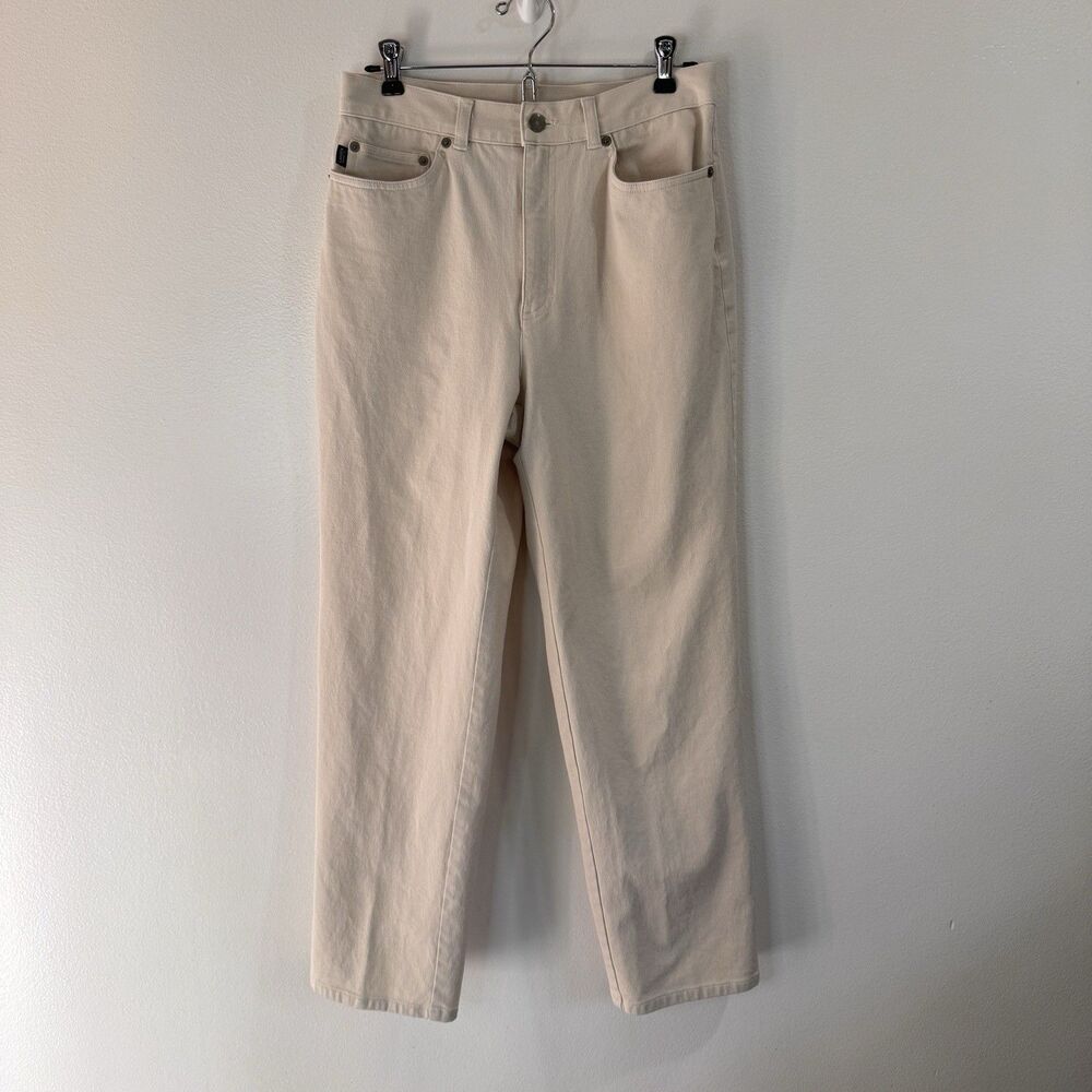 Vtg 90s Lauren Ralph Lauren Mom Jeans Cream 10P Straight Leg Denim High Rise